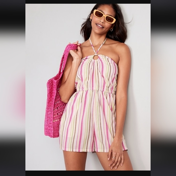 Old Navy Pants - Old Navy Striped O-Ring Romper